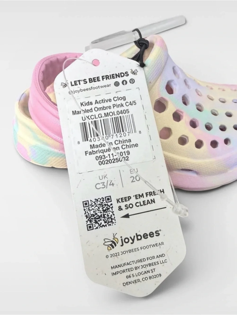 Joybees Baby/Toddler Active Marbled Ombré Pink  Clog 4/5 NWT